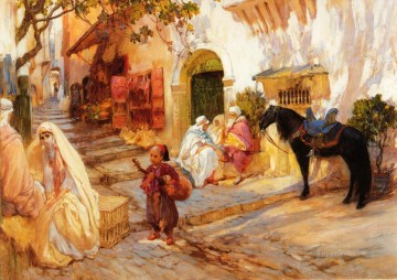 アラブ Painting - アルジェリアの街路 アラビア語 フレデリック・アーサー・ブリッジマン